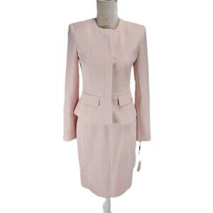 Calvin Klein Women Sz 2 Career Skirt Suit Light Pink Little Stretch Fabric 115A